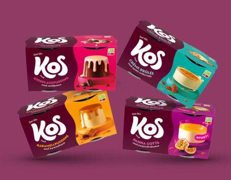 Case: Fjordland KOS med fargerik kartongemballasje fra Moltzau Packaging. FOTO: Grid branding